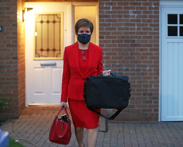 Nicola Sturgeon leaves her home in Glasgow to head to Holyrood in Edinburgh to give evidence to the Scottish Parliament's inquiry into her government's unlawful investigation of the former First Minister Alex Salmond.