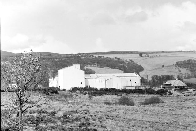 The exterior of the Tomnavoulin distillery, near Tomintoul in Banffshire, in May 1966.