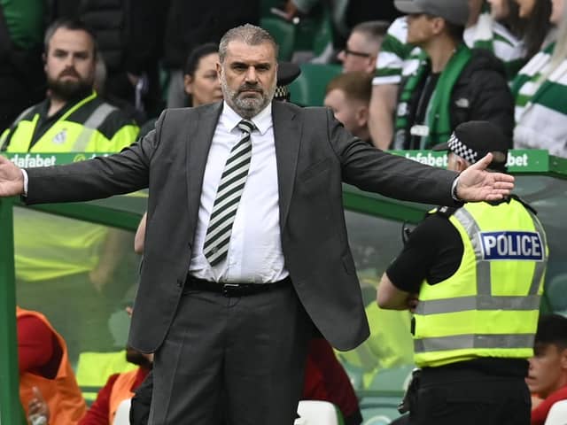 Celtic manager Ange Postecoglou gestures during the 2-2 draw against St Mirren.
