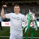 Celtic's Alistair Johnston with the Scottish Cup after Saturday's 3-1 win over Inverness Caledonian Thistle (Photo by Craig Williamson / SNS Group)