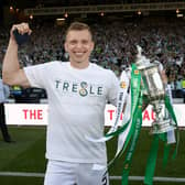 Celtic's Alistair Johnston with the Scottish Cup after Saturday's 3-1 win over Inverness Caledonian Thistle (Photo by Craig Williamson / SNS Group)