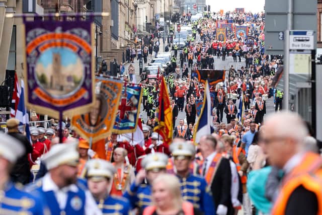 An Orange walk parade through the city centre of Glasgow in 2021. (Photo credit: Robert Perry/PA Wire)