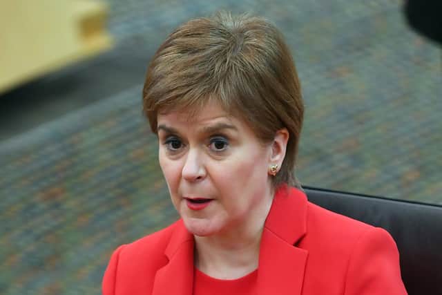 Nicola Sturgeon confirms that planned easing will go ahead despite rising cases numbers. (Credit: Andy Buchanan/POOL/AFP)