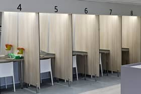 Cubicles in Glasgow's safer drugs consumption facility, The Thistle, which opened in January 2025 (Picture: John Devlin)