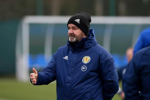 Scotland head coach Steve Clarke during a Scotland training session at Oriam ahead of the World Cup qualifier against Austria. Pic: SNS