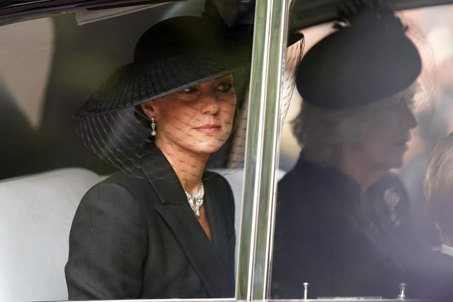 The Princess of Wales arrives ahead of the State Funeral of Queen Elizabeth II, held at Westminster Abbey, London. Picture date: Monday September 19, 2022.