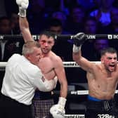 Josh Taylor (L) and Jack Catterall both celebrated at the final bell during the WBA, WBC, WBO & IBF world super-lightweight title fight at the OVO Hydro, but judges sided with the defending champion.  (Photo by Paul Devlin / SNS Group)