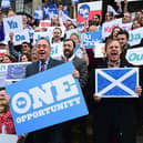 First Minister Alex Salmond and independence supporters before the 2014 referendum (Picture: Jeff J Mitchell/Getty Images)