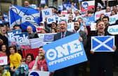 First Minister Alex Salmond and independence supporters before the 2014 referendum (Picture: Jeff J Mitchell/Getty Images)