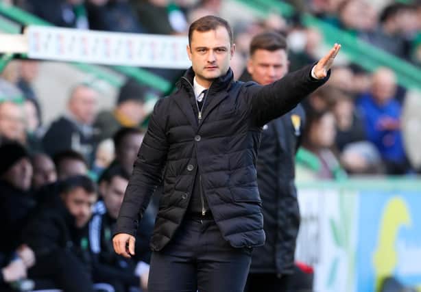 Hibs' manager Shaun Maloney during the 0-0 draw with Celtic. (Photo by Alan Harvey / SNS Group)