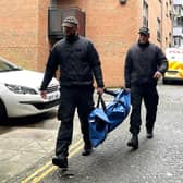 Officers from Police Scotland outside the headquarters of the Scottish National Party in Edinburgh following the arrest of former chief executive Peter Murrell. Picture: Jane Barlow/PA