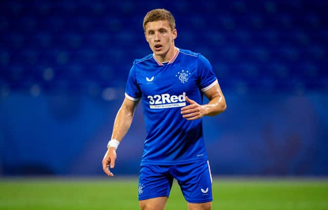 Greg Docherty in action for Rangers during the pre-season friendly with Lyon.