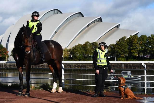 More than 10,000 UK officers are expected to arrive in Glasgow in the days leading up to COP26, and around 2,500 Scottish officers are receiving extra training in how to manage large protests.