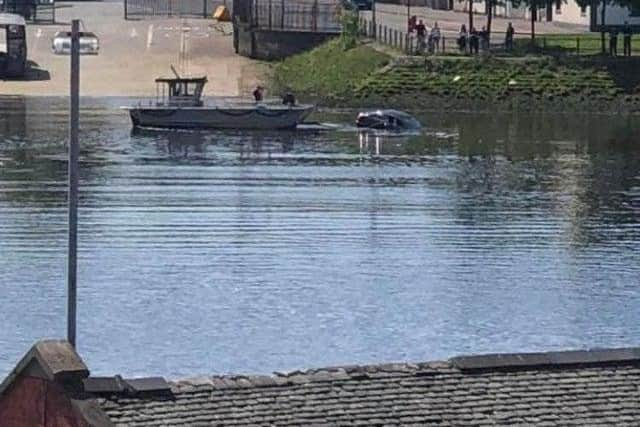 The scene by the Renfrew Ferry crossing on Wednesday afternoon.