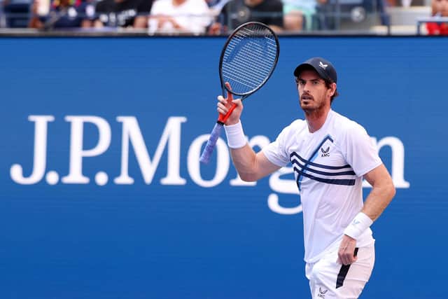 Andy Murray in action against Stefanos Tsitsipas in the US Open