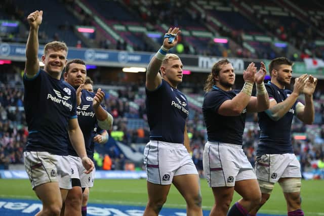 Scotland gave debuts to Javan Sebastian, second from left, and Dylan Richardson, centre. (Photo by Craig Williamson / SNS Group)