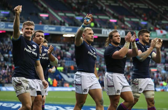 Scotland gave debuts to Javan Sebastian, second from left, and Dylan Richardson, centre. (Photo by Craig Williamson / SNS Group)