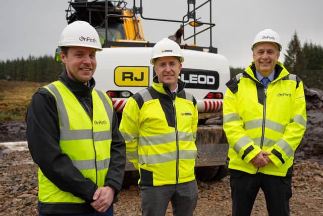 Alan Wells, senior project manager (OnPath Energy), Lorcan Hayes, contracts manager (RJ McLeod) and Martin Kellerman, construction director (OnPath Energy)