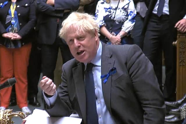 Prime Minister Boris Johnson speaks during Prime Minister's Questions in the House of Commons, London.