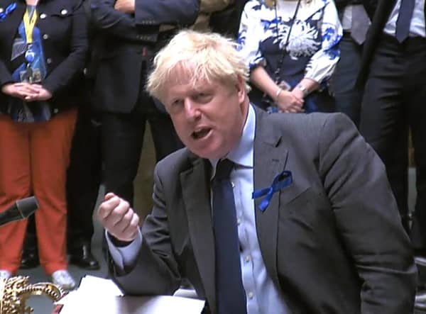 Prime Minister Boris Johnson speaks during Prime Minister's Questions in the House of Commons, London.