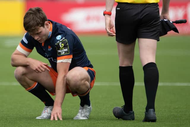 Disappointment for Edinburgh's Chris Dean at full time against Wasps. (Photo by Paul Devlin / SNS Group)