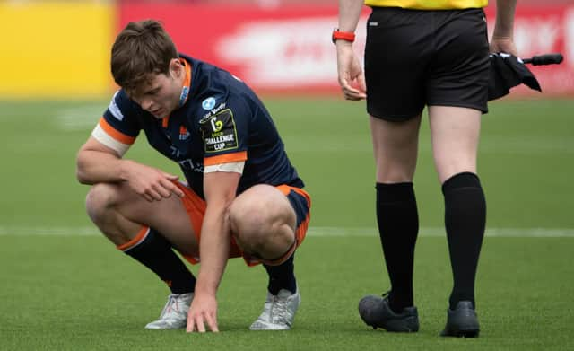 Disappointment for Edinburgh's Chris Dean at full time against Wasps. (Photo by Paul Devlin / SNS Group)