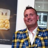 Battler: Doddie Weir in his famous tartan suit.