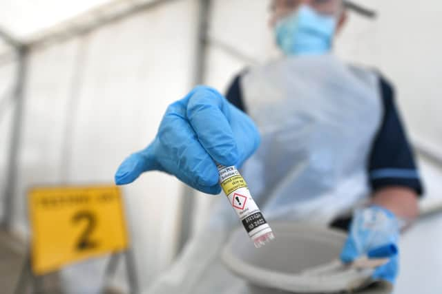 Nurse manager Jean Stevenson at the Gartnavel General Hospital testing centre in Glasgow. Picture: John Devlin