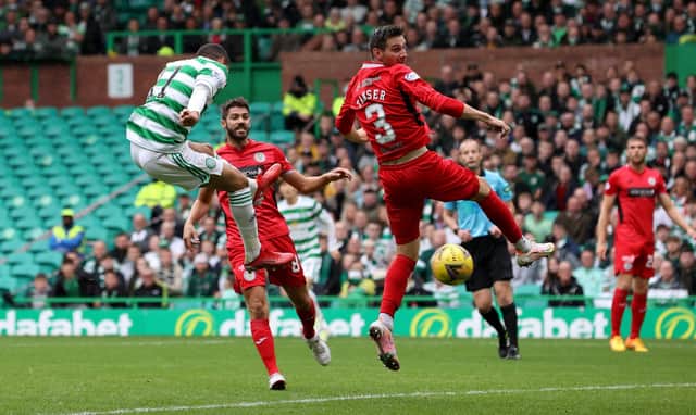 Celtic’s Liel Abada nets with a header in the 6-0 win over St Mirren early in the season and the Israeli's aerial ability suggests he could operate as a central forward with Ange Postecoglou shorn of all three of his senior striker options through injury. (Photo by Alan Harvey / SNS Group)