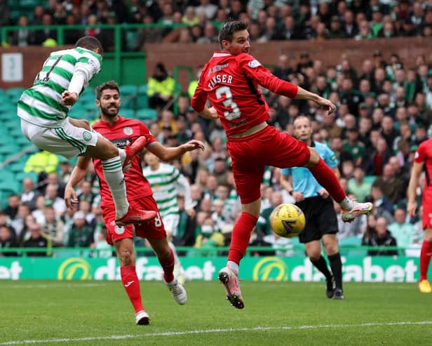 Celtic’s Liel Abada nets with a header in the 6-0 win over St Mirren early in the season and the Israeli's aerial ability suggests he could operate as a central forward with Ange Postecoglou shorn of all three of his senior striker options through injury.  (Photo by Alan Harvey / SNS Group)