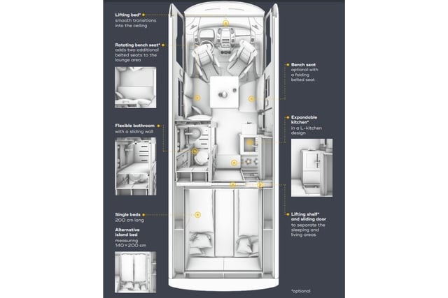 Every inch of the iSmove has been designed to save space, meaning that the whole range of luxury features are contained in a motorhome coming in at relatively light weight of less than 3.5 tonnes.