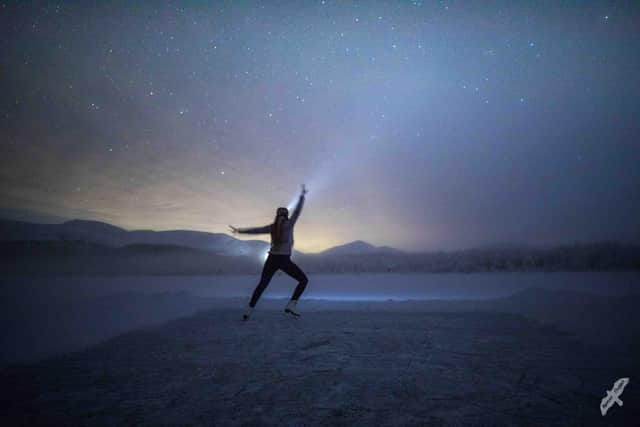 Loch Morlich Like You Have Never Seen It Before by Ronan Dugan. The photographer and his friend swept snow off the surface and went ice skating during the recent deep freeze. PIC: Ronan Dugan.