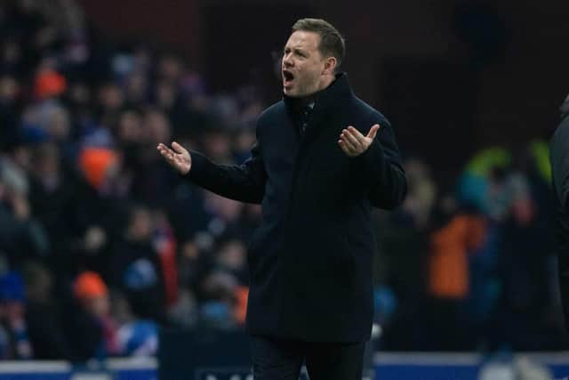 Rangers manager Michael Beale urges on the crowd during the 3-2 win over Hibs last week.