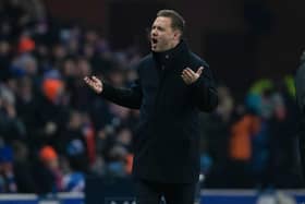 Rangers manager Michael Beale urges on the crowd during the 3-2 win over Hibs last week.