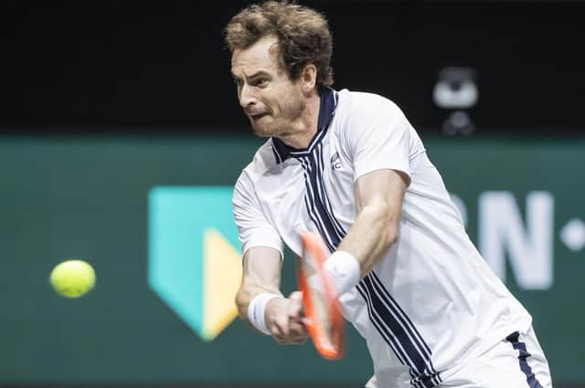 Andy Murray in action at the ABN AMRO ATP World Tennis tournament in Rotterdam in March. Picture: Koen Suyk/ANP/AFP via Getty Images)