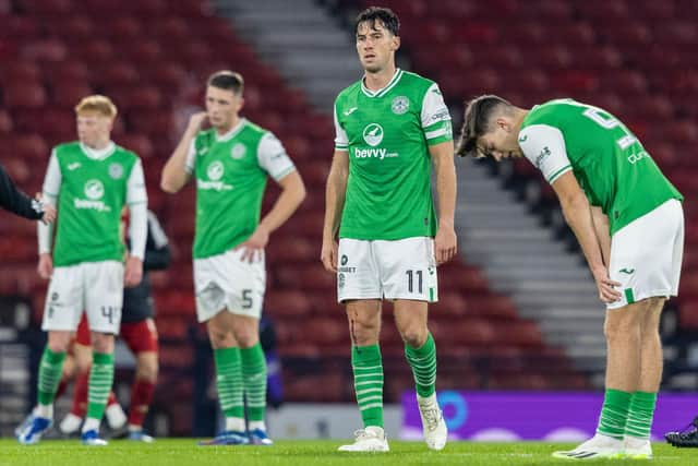 Joe Newell and Hibs were floored by ten-man Aberdeen's win over them at Hampden.