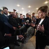 Former first minister Nicola Sturgeon talking to media as she returns to the Scottish Parliament in Edinburgh. Picture: Andrew Milligan/PA Wire