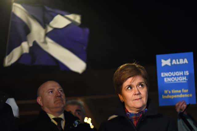 Nicola Sturgeon attends a pro-independence rally outside the Scottish Parliament after the UK Supreme Court rejected her plans for a referendum (Picture: Andy Buchanan/AFP via Getty Images)