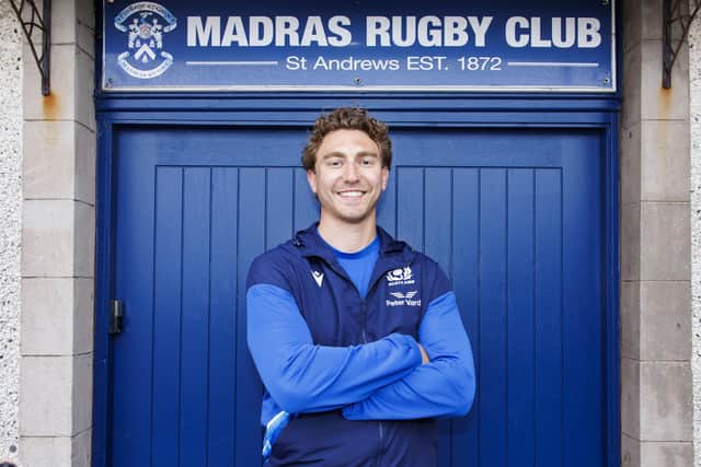 Scotland captain Jamie Ritchie is pictured during a Papa John's Tartan Touch event at Madras Rugby Club. (Photo by Mark Scates / SNS Group)