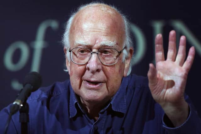 Professor Peter Higgs speaks to the media at a press conference in Edinburgh after being awarded the Nobel Prize for Physics.