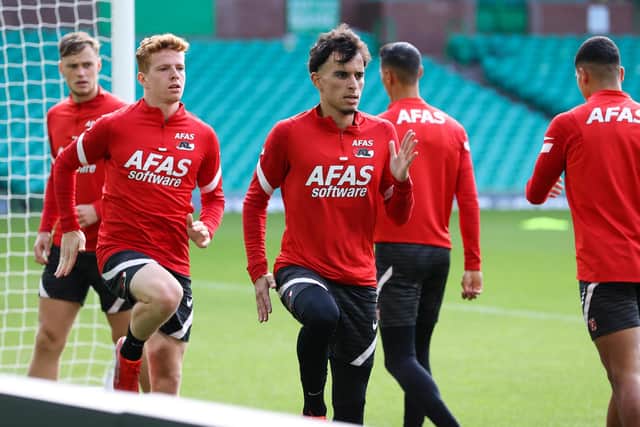 AZ Alkmaar train at Celtic Park ahead of Wednesday night's encounter.