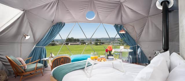 Luxury glamping dome at Mid Auchengowan near Lochwinnoch.