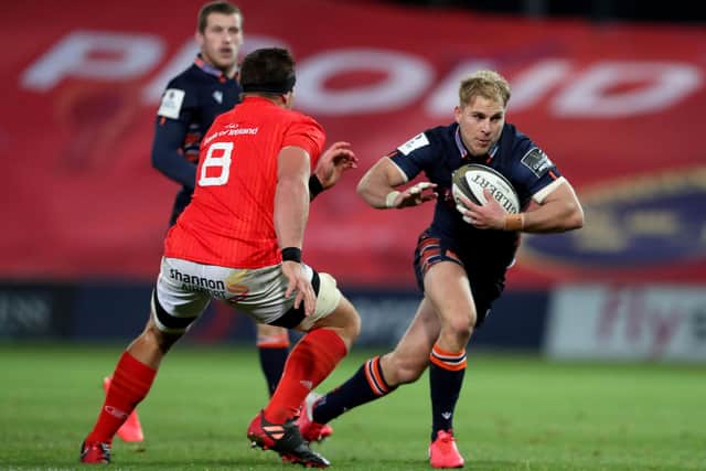 Edinburgh's Jaco van der Walt takes on CJ Stander of Munster. Picture: Dan Sheridan/INPHO/Shutterstock