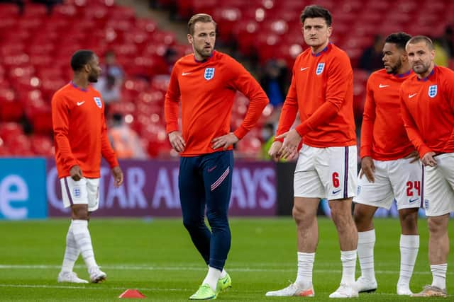 England's Harry Kane and Harry Maguire both scored in England's quarter final victory over Ukraine last weekend. Photo credit Alan Harvey - SNS Group.