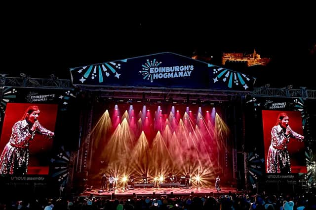Sophie Ellis-Bextor opened Edinburgh's Hogmanay festival with a headline gig in Princes Street Gardens.