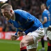 Rangers' John Lundstram celebrates making it 3-1 during the UEFA Europa League semi-final. (Photo by Alan Harvey / SNS Group)