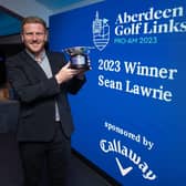 Sean Lawrie proudly shows off the trophy after winning the Aberdeen Golf Links Pro-Am at his home city. Picture: Aberdeen Golf Links Pro-Am