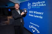 Sean Lawrie proudly shows off the trophy after winning the Aberdeen Golf Links Pro-Am at his home city. Picture: Aberdeen Golf Links Pro-Am