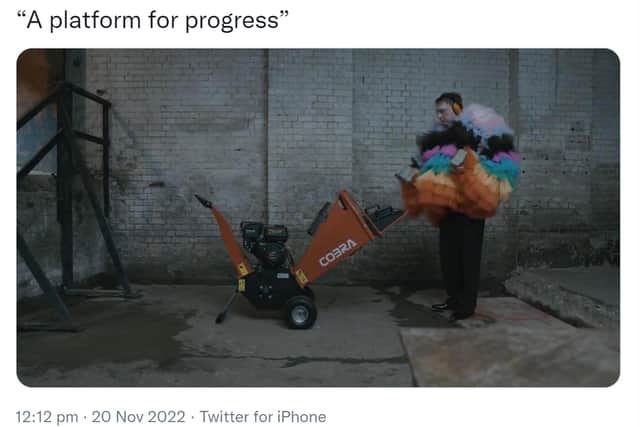 A screenshot taken from the Twitter feed @joelycett of comedian Joe Lycett appearing to shred £10,000 of his own money after he presented David Beckham with an ultimatum to pull out of his role as a Qatar ambassador or he would destroy the cash. Picture: Joe Lycett/PA Wire