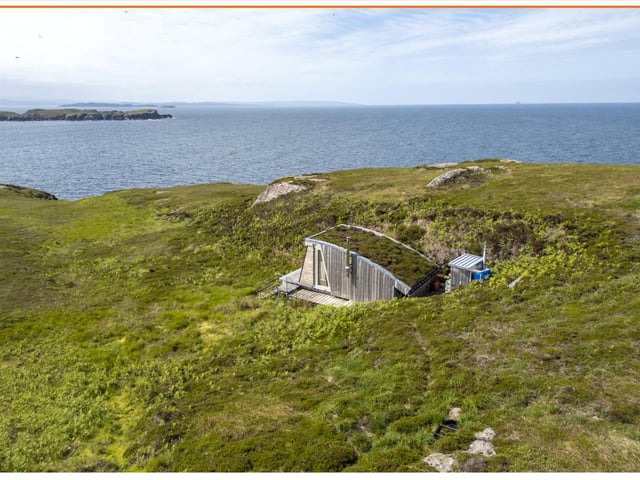 The cabin has a heather-clad roof with the structure set in a spot shielded from the worst of the weather. PIC: Galbraith.
